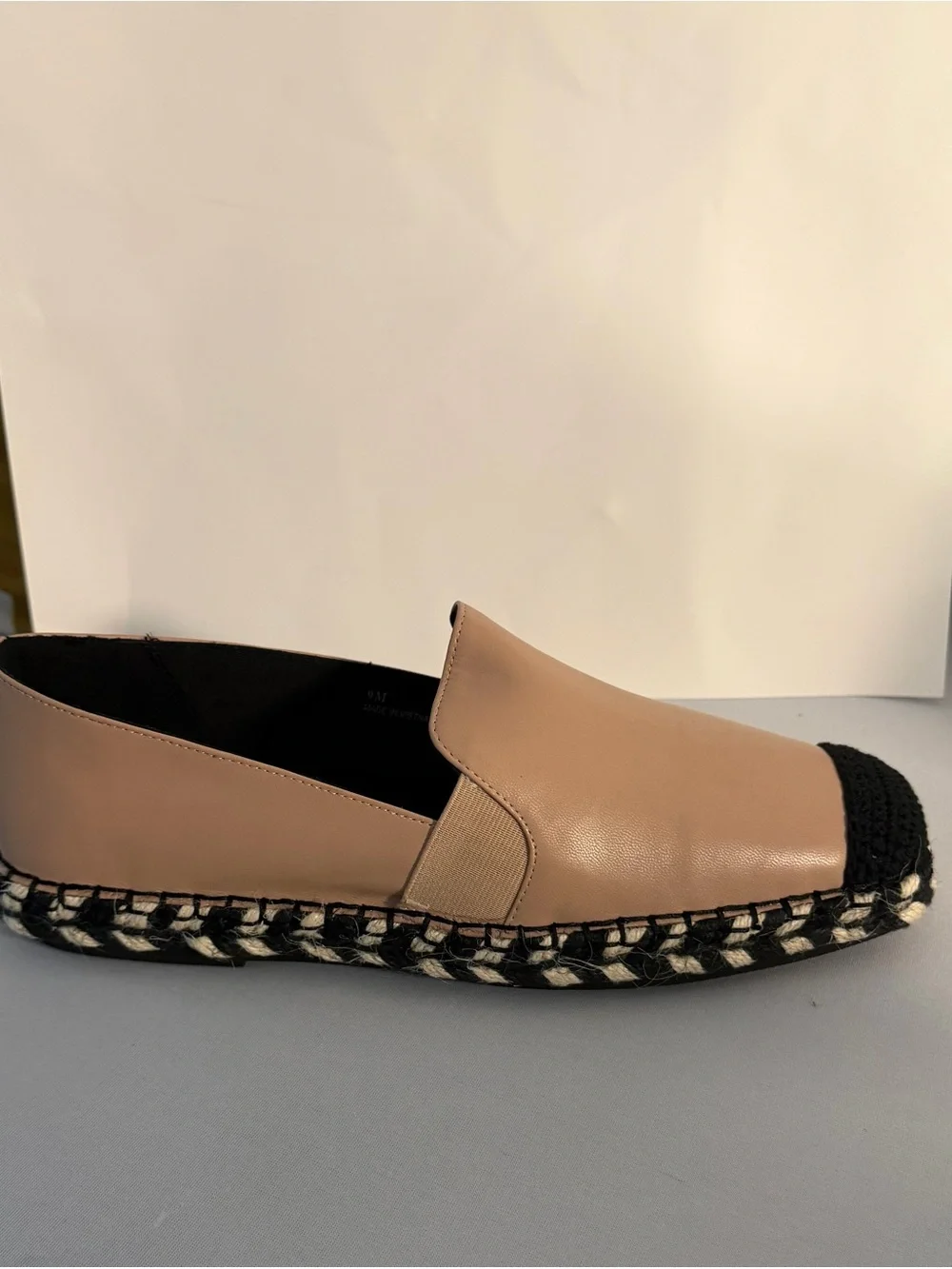 Paolo Taupe Espadrille Loafer with Black Crocheted Toe